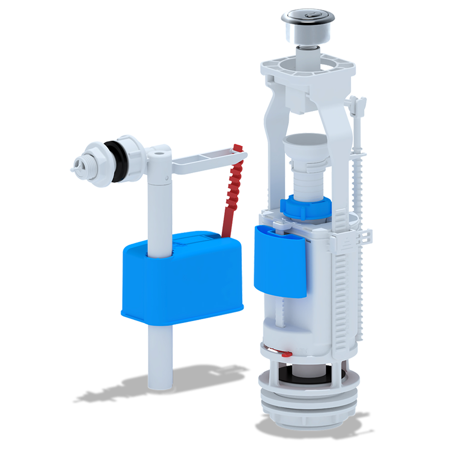 Набор с боковой подводкой Ани Пласт G 1/2", с пластиковым штуцером двойная металлизированная кнопка эконом (WC3050M)