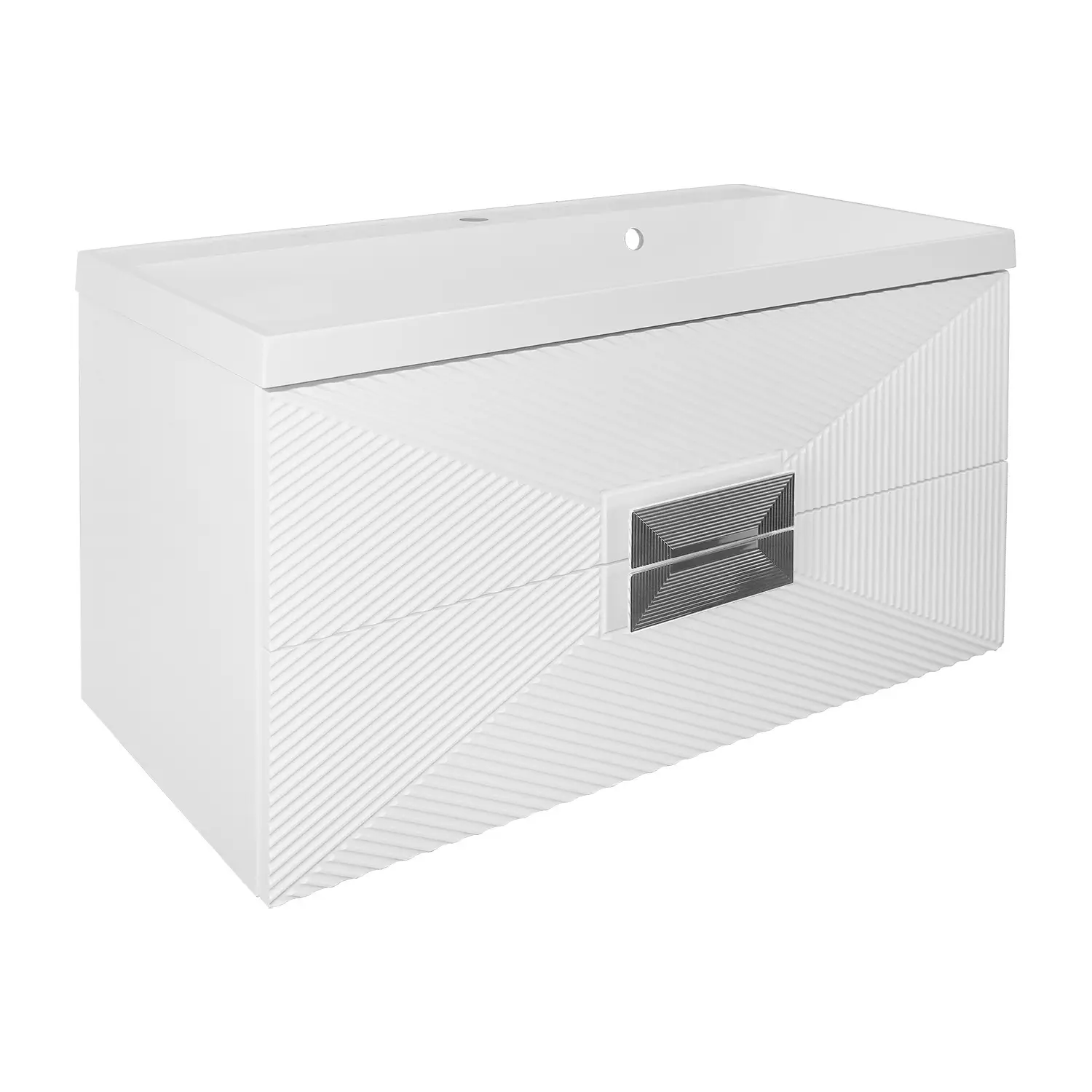 Комплект Azario ZENA Тумба 80/2 800х450х585 подвесная, с раковиной CLASSIK 80, белый глянец, ручка хром (CS00097031)