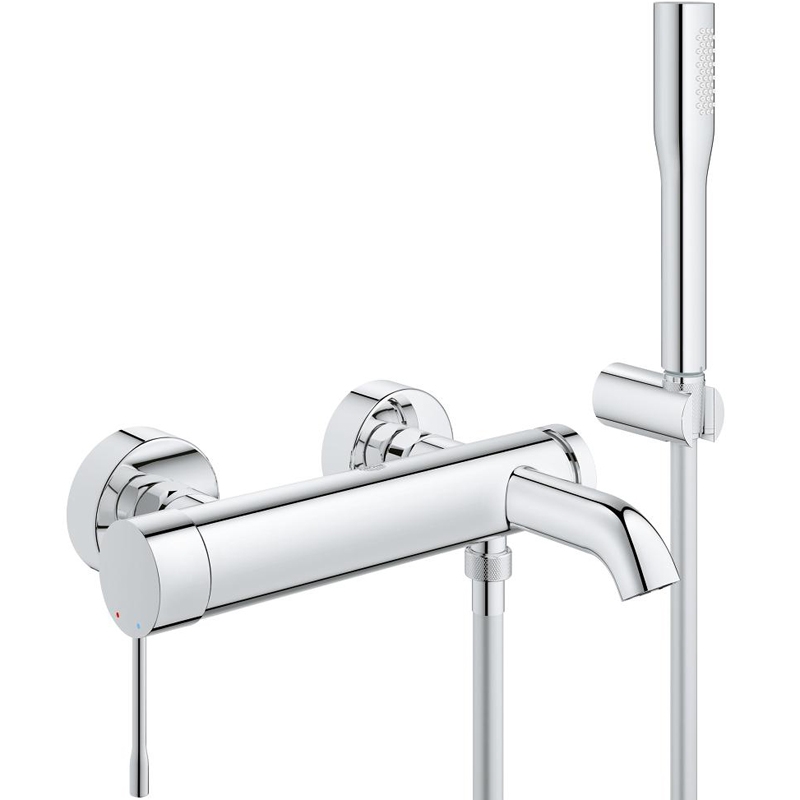 Смеситель грох. Grohe Essence New 33624001. Смеситель однорычажный для ванны, Grohe Essence New, хром, (33628001). Смеситель Grohe Essence New 33628001 для ванны с душем. Излив для ванны Grohe Essence 13449001