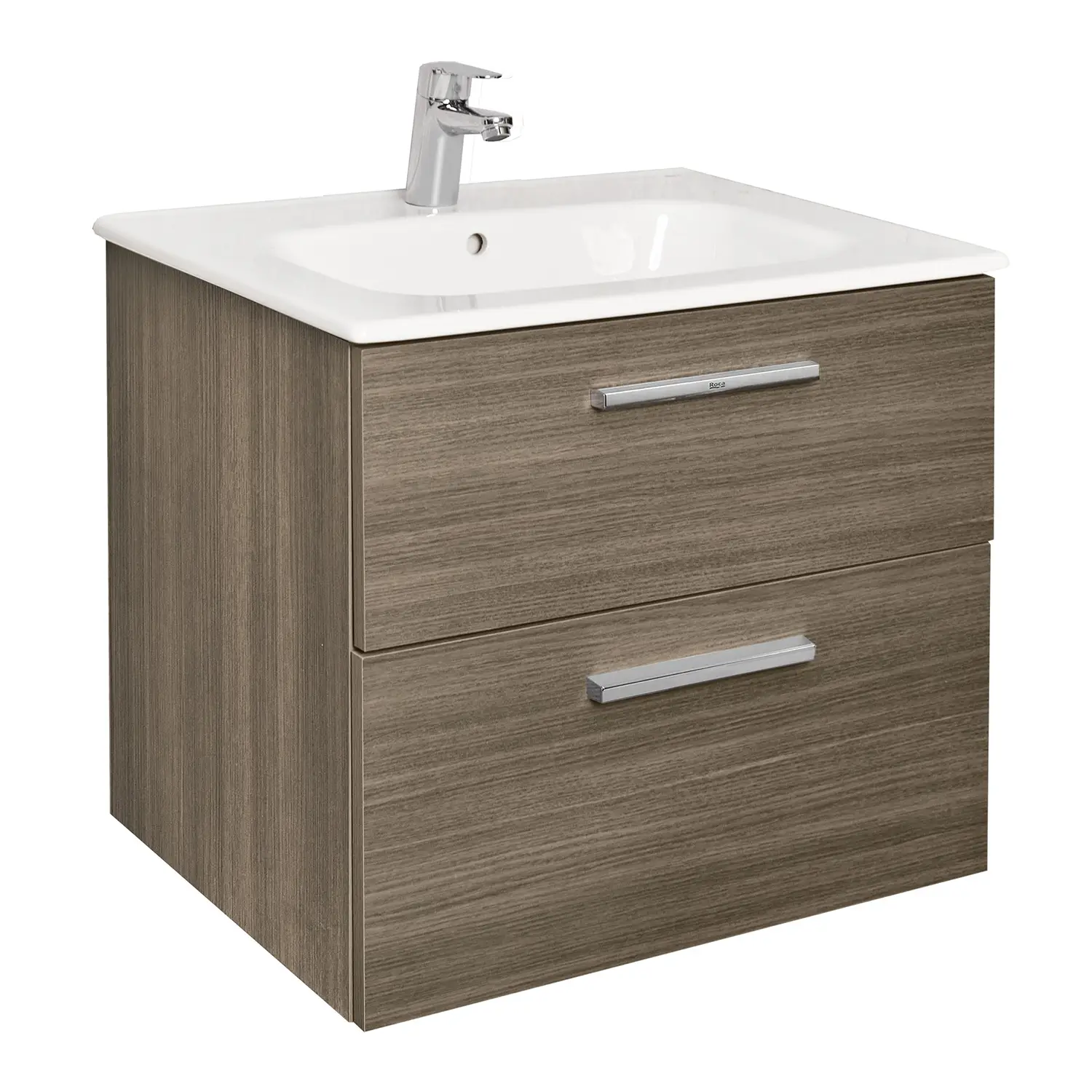 Тумба под раковину Roca THE GAP 600 мм, подвесная, 2 ящика, городской дуб (A857468402)