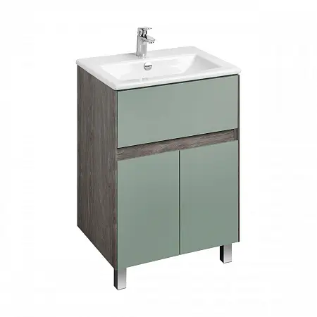 Тумба под раковину Aquaton Форест 60 см универсальный монтаж, дуб рошелье/сумеречный голубой (1A278201FR9C0)