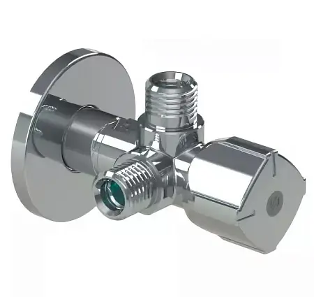 Двойной кран ARCO TWIN, 1/2"x1/2"x1/2" - латунь хромированная