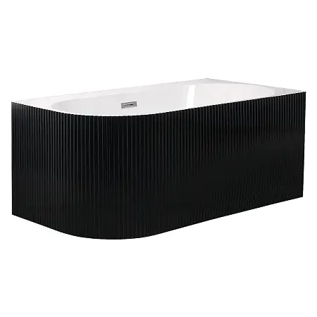 Ванна акриловая Azario LAGO BLANCO BLACK 1700х750х580 пристенная, правосторонняя, в комплекте с сифоном и металлической рамой, белый глянец/черный матовый (AZ-6724-1CRB 17075)