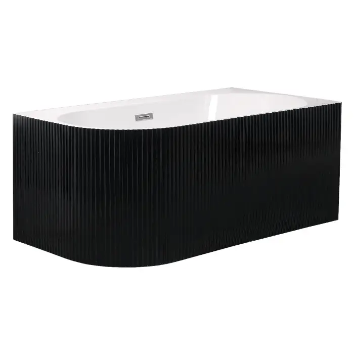 Ванна акриловая Azario LAGO BLANCO BLACK 1700х750х580 пристенная, правосторонняя, в комплекте с сифоном и металлической рамой, белый глянец/черный матовый (AZ-6724-1CRB 17075)