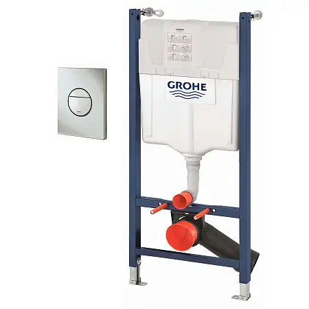 Инсталляционная система для подвесного унитаза Grohe Solido 1,13 м + панель смыва Grohe Sail (2 объема смыва), хром (38971000 + 38965000)
