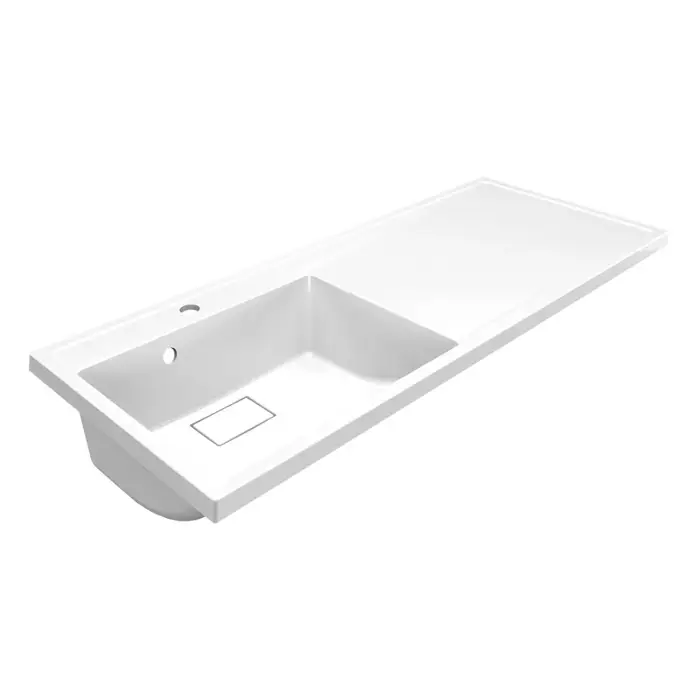 Раковина Azario Paola Magenta 1100 L левосторонняя, литьевой мрамор, белый (CS00078450)