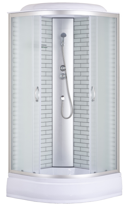 Душевая кабина Loranto 100х100х215 поддон 25 см, белый кирпичный узор, стекло 4 мм, профиль хром (CS-6610-25FW 100)