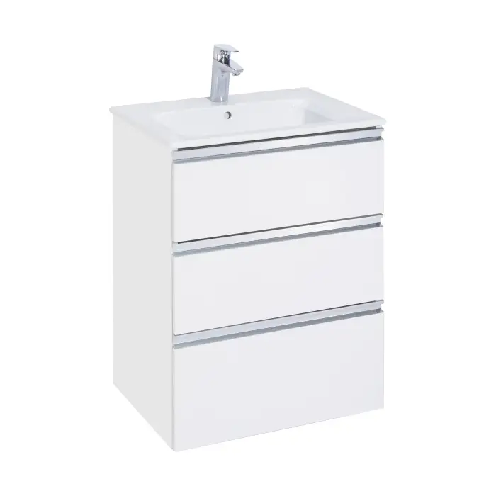 Тумба под раковину Roca THE GAP 600 мм, подвесная, 3 ящика, белый глянец (A857404806)