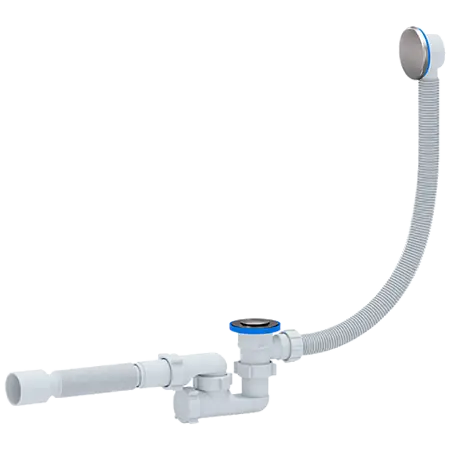 Слив-перелив Ани Пласт для ванны автомат регулируемый клик-клак 1 1/2"х40 с гофрой 40/50 с сеткой (EC255)