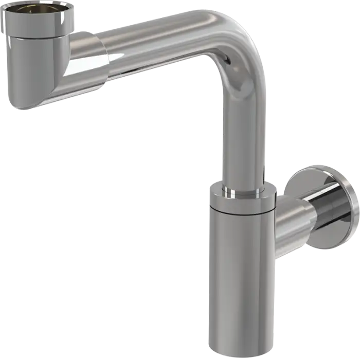 Сифон для раковины Alcadrain DESIGN 32 мм, цельнометаллический, экономящий пространство, хром (A403)