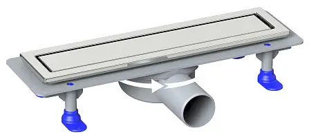 Душевой лоток LORANTO PRIME SKALA DELUXE 60 см боковой сток D-50, 360*, решетка из нержавеющей стали под плитку, гидрозатвор сухой (4028.0Y050K.060.1)