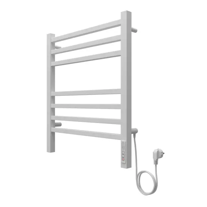 Полотенцесушитель электрический AZARIO ANCONA 500/600 квадрат, 7 секций, диммер справа, белый (AZ71856W)