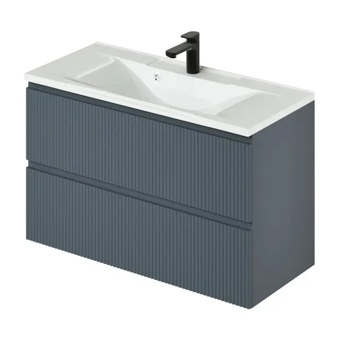 Комплект тумба Итана Kate 100 (987х438х640) подвесная, с раковиной Milena 100, антрацит (CS00090008)