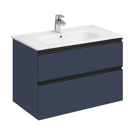 Тумба под раковину Roca DOMI 800 мм, подвесная, 2 ящика, синий матовый (Z.RU93.0.786.8)