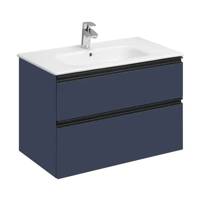 Тумба под раковину Roca DOMI 800 мм, подвесная, 2 ящика, синий матовый (Z.RU93.0.786.8)