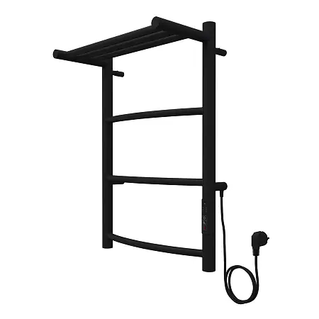 Полотенцесушитель электрический AZARIO VERONA 400/600 3 секции, с полкой, диммер справа, черный (AZ04846PB)