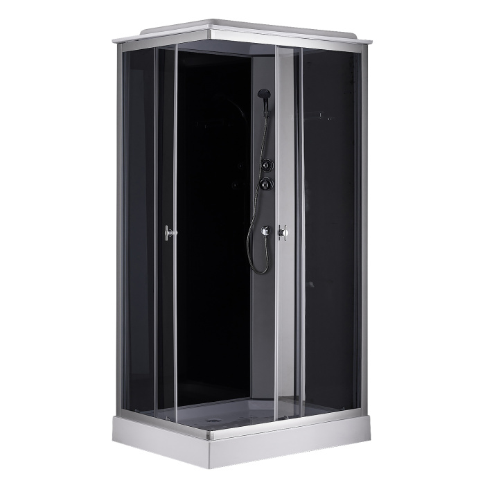 Душевая кабина Loranto 1000х800х2150 правосторонняя, черное заднее стекло, поддон 13см, матовое стекло 4мм, профиль сатин (CS-5180-13R G)