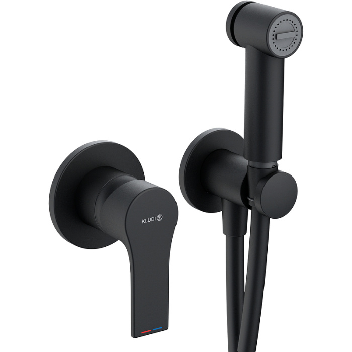 Гигиенический душ со смесителем Kludi Zenta SL керамический картридж, черный матовый (489983965)