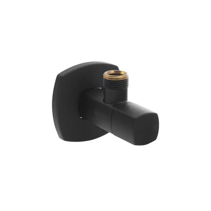 Угловой кран для бытового водоснабжения Arco 1/2"-1/2", LIPSTICK, черный матовый, латунь хромированная