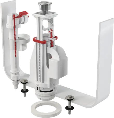 Выпускной комплект Alcaplast с двойной кнопкой, впускной механизм А17, подключение 3/8", цвет кнопки хром (SA08AS 3/8" CHROM)