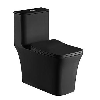 Унитаз-моноблок AZARIO GRESSA 705х370х760 напольный, безободковый в комплекте с сиденьем микролифт, цвет черный матовый (AZ-1111MB)  Унитаз-моноблок AZARIO GRESSA 705х370х760 напольный, безободковый в комплекте с сиденьем микролифт, цвет черный матовый (AZ-1111MB)