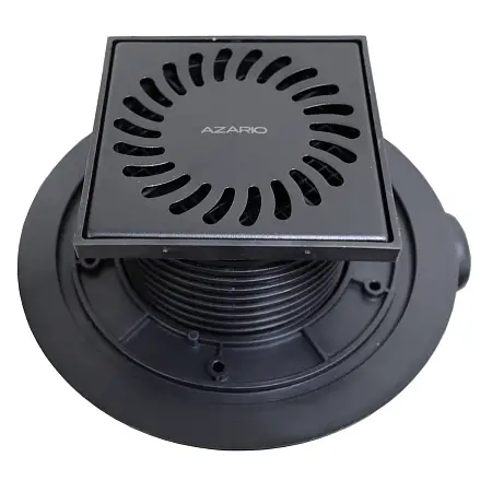 Душевой трап Azario 125х125 D50 горизонтальный слив, черный матовый (AZ-381 AC)
