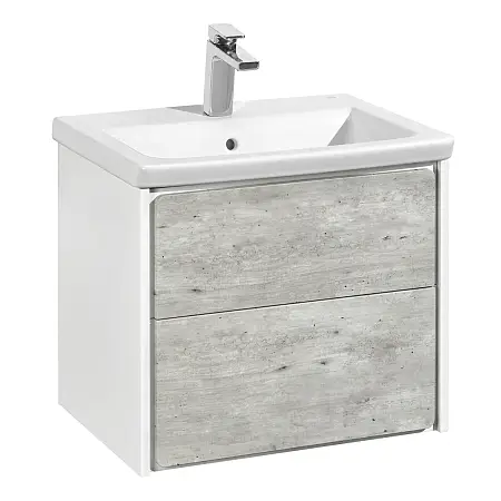 Тумба под раковину Roca Ronda, 60 см, с ящиками, белый матовый/бетон (Z.RU93.0.300.2)