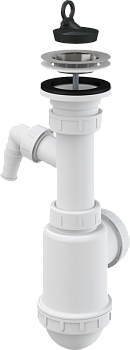 Сифон для мойки Alcadrain с нержавеющей решеткой и штуцером (A441P -DN50/40)