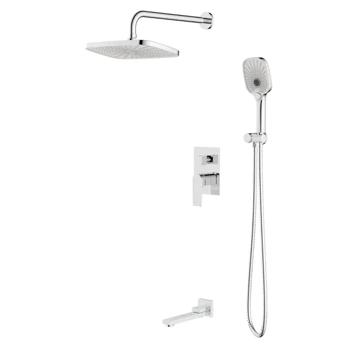 Душевая система Azario Arida скрытый монтаж, с изливом, керамический картридж, шланг 150 см, хром (AZ-K7354)