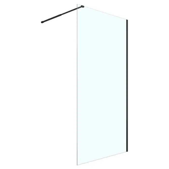 Душевая перегородка Loranto Walk-in 120x200 регулируемый кронштейн 70-100 мм, прозрачное стекло 8 мм, профиль черный матовый (CS-W04B-120)