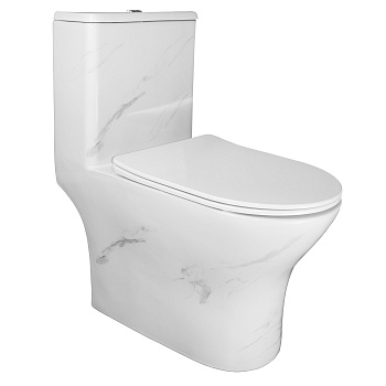 Унитаз-моноблок Azario Terni 350х670х760 напольный, безободковый, горизонтальный слив, сиденье дюропласт микролифт, цвет - белый мрамор (AZ-8618M) Унитаз-моноблок Azario Terni 350х670х760 напольный, безободковый, горизонтальный слив, сиденье дюропласт микролифт, цвет - белый мрамор (AZ-8618M)