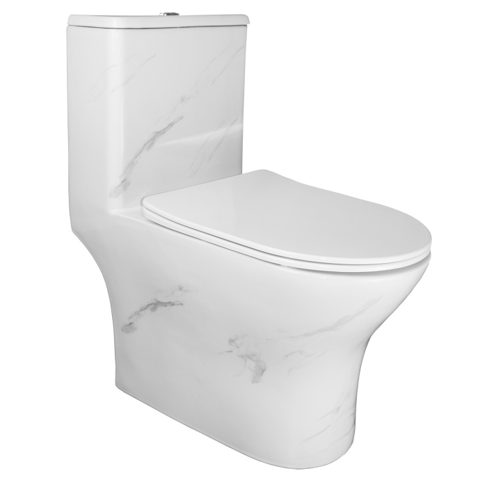 Унитаз-моноблок Azario Terni 350х670х760 напольный, безободковый, горизонтальный слив, сиденье дюропласт микролифт, цвет - белый мрамор (AZ-8618M) Унитаз-моноблок Azario Terni 350х670х760 напольный, безободковый, горизонтальный слив, сиденье дюропласт микролифт, цвет - белый мрамор (AZ-8618M)