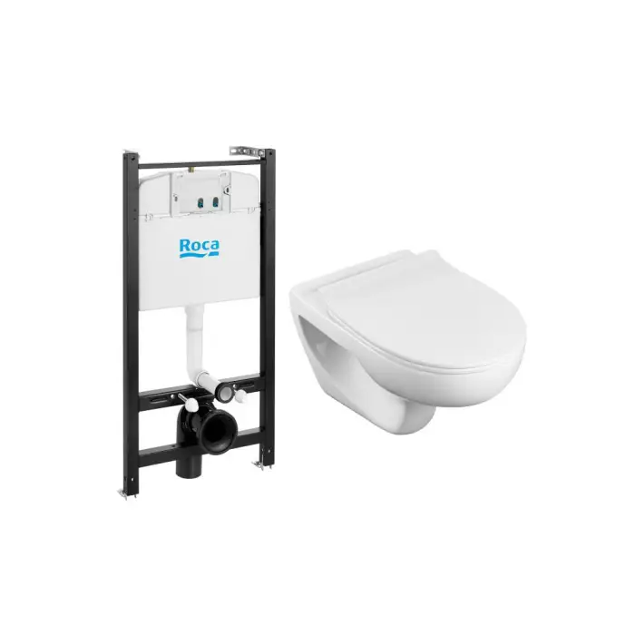 ПЭК Roca Victoria Pack подвесной унитаз Rimless + инсталляция + Slim сиденье дюропласт (7.8931.0.501.0)