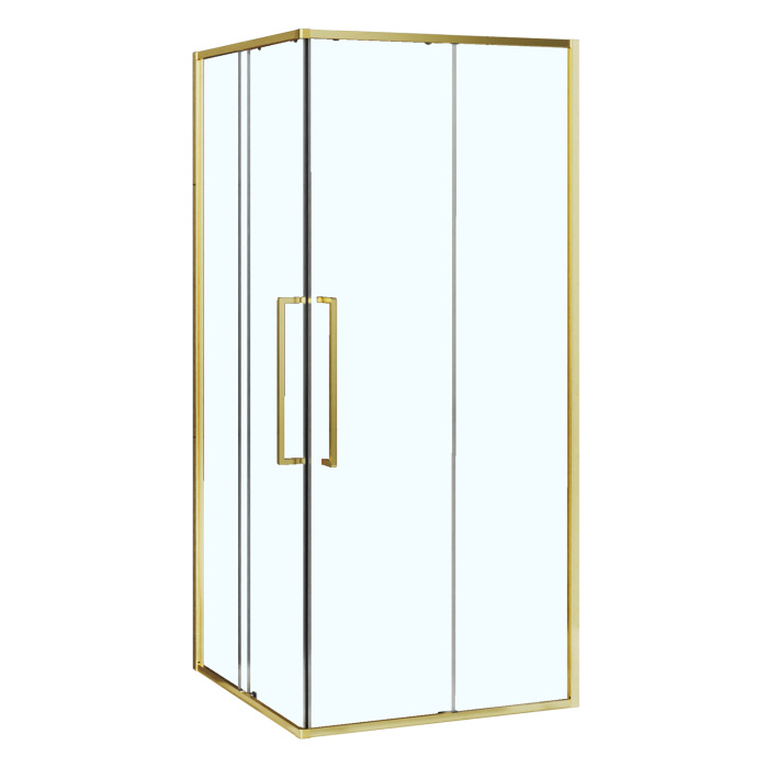 Душевое ограждение Azario SHANGHAI 1000х1000х1950 прозрачное стекло 6 мм, профиль брашированное золото (AZ-R43-100-BGL-CL)
