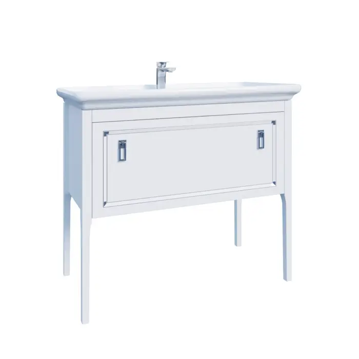 Комплект Тумба Azario RIO 85 напольная, с раковиной Дуглас 85, ручки серебро, цвет белый глянцевый (CS00104011)