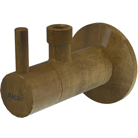 Угловой вентиль с фильтром Alcadrain 1/2" × 3/8", круглый, бронза (ARV001-Antic)