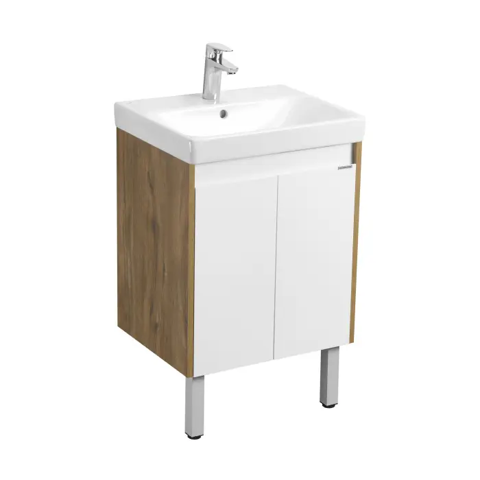 Тумба под раковину AQUATON Сканди 55 Doors универсальная, Белый/Дуб Рустикальный (1A278801SDZ90)