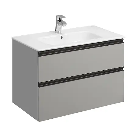 Тумба под раковину Roca DOMI 800 мм, 2 ящика, подвесная, серый матовый (Z.RU93.0.787.4)