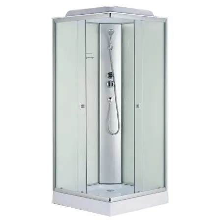 Душевая кабина Loranto 980х980х2150 белое заднее стекло, поддон 14 см, матовое стекло 4 мм, профиль хром матовый (CS-992EATM/W-100)