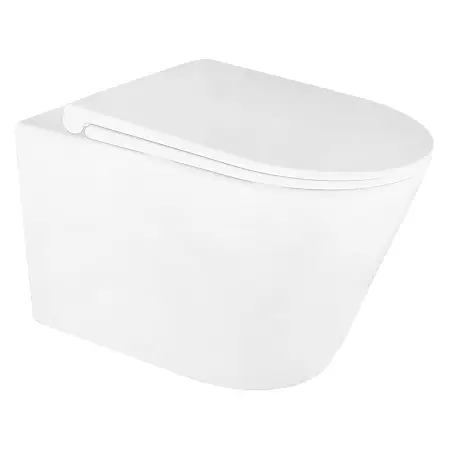 Унитаз подвесной Azario LANDER 345х490х350 безободковый, смыв "Скрытое Торнадо", с быстросъемным сиденьем "Микролифт" (AZ-2802E)