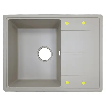 Кухонная мойка AZARIO Tavas 620х480х197 кварцевая, прямоугольная, сифон в комплекте, цвет Песочный (CS00097672)