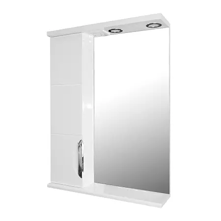 Зеркало-шкаф Loranto Стиль Соло 60 600х825х160 левостороннее, фрезерованный фасад, белый (CS00024779)