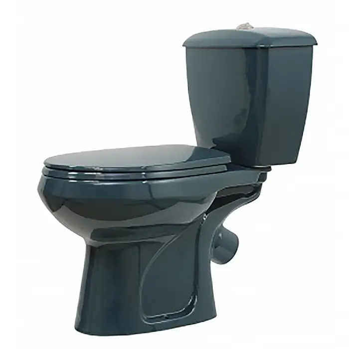 Унитаз-компакт Оскольская керамика Элисса косой выпуск, однорежимная арматура, сиденье полипропилен, зеленый (43325100204)