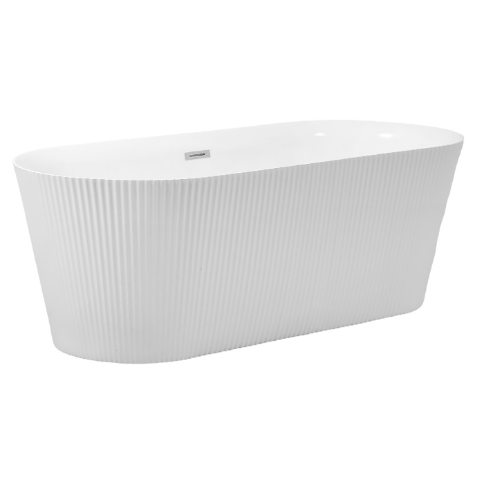 Ванна акриловая Azario ROUSE 1700x750x580 отдельностоящая, рифленые внешние стенки, в комплекте с сифоном и металлической рамой (AZ-6605C)