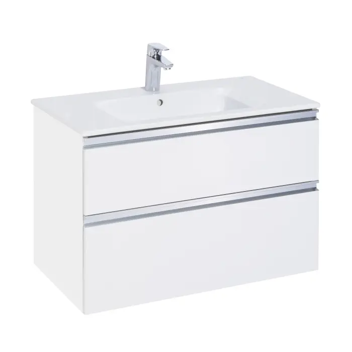 Тумба под раковину Roca THE GAP 800 мм, 2 ящика, подвесная, белый глянец (A857399806)