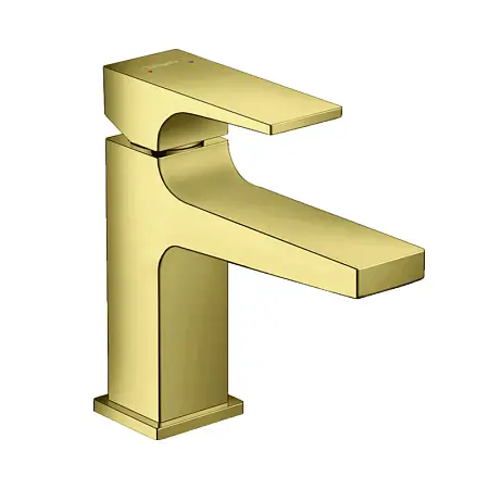 Смеситель для раковины 100, Metropol, однорычажный, с рычаговой рукояткой, со сливным клапаном Push-Open полированное золото 32500990