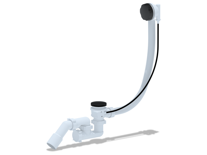 EM321BL Перелив п/а с сифоном регулируемый 520 мм, трос 580мм, ручка черная