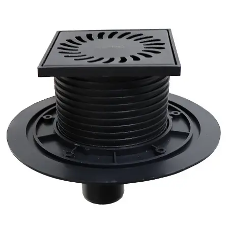 Душевой трап Azario 125х125 D50 вертикальный слив, черный матовый (AZ-384 AC)