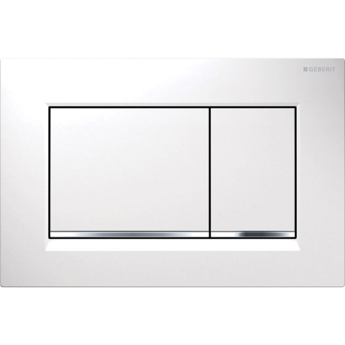 Кнопка смыва Geberit Sigma30  двойной смыв, белый/глянцевый хром