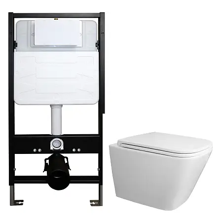 Сет: Инсталляция для подвесного унитаза AZARIO FORTE 3/6л.+ подвесной унитаз Azario Teramo, безободковый, смыв "Скрытое Торнадо", сиденье микролифт (AZ-100-100F+AZ-0052-UQ3)